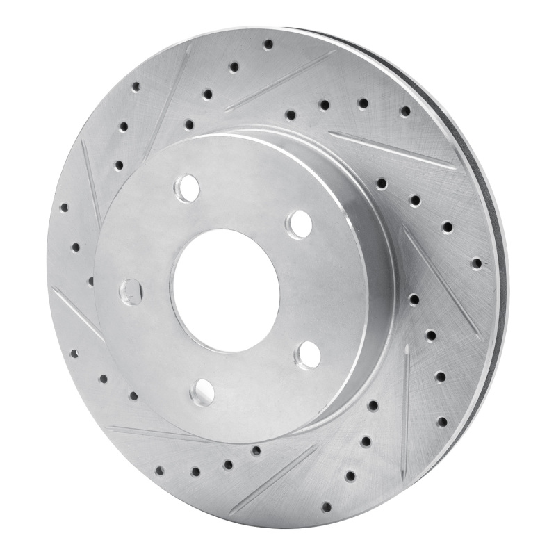 Jeep Grand Cherokee Brake Rotor (1) - Front Left - R1 Concepts - Drilled & Slotted - Silver - `99-`04